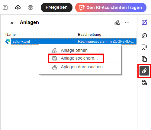 XML-Daten aus einer PDF-Datei extrahieren